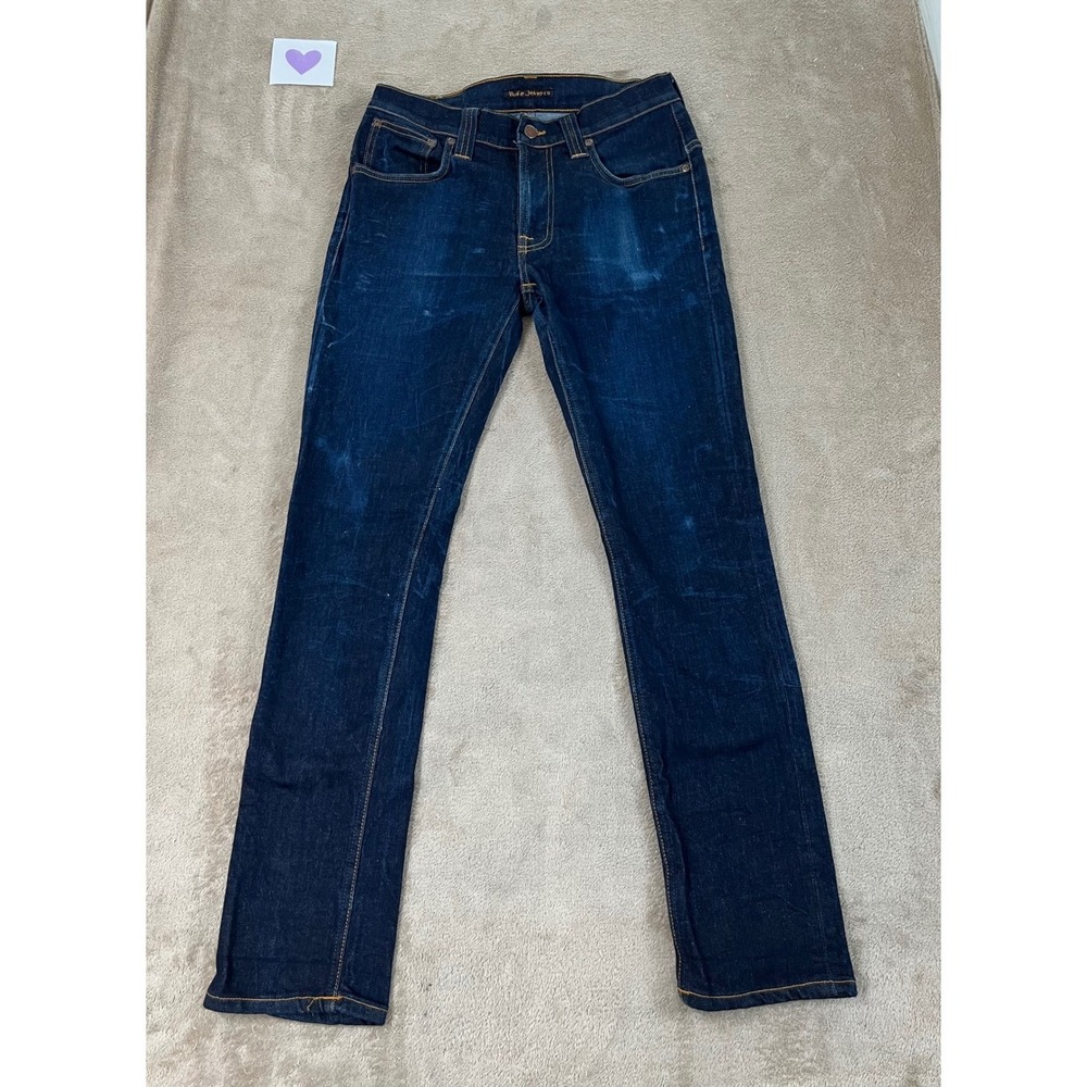 Nudie Jeans Co Tape Ted 16 Dips Dry Denim Jeans Men's 33x32 Indigo Organic GOOD